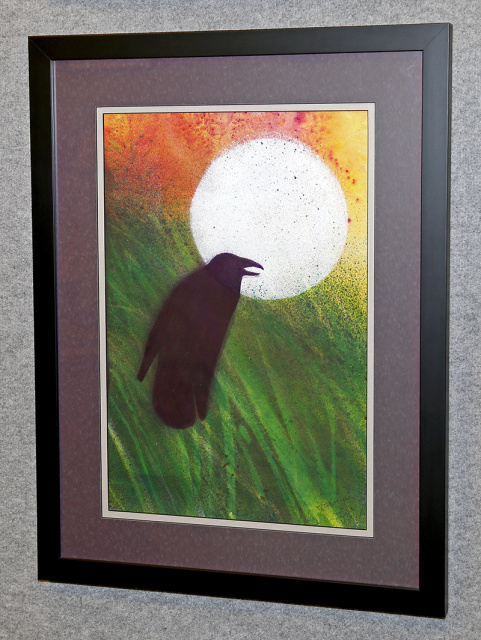 Raven Moon 22" x 28" Framed Original Watercolor - SOLD